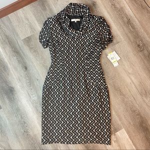 Evan Picone Black and Champagne Zigzag Dress
